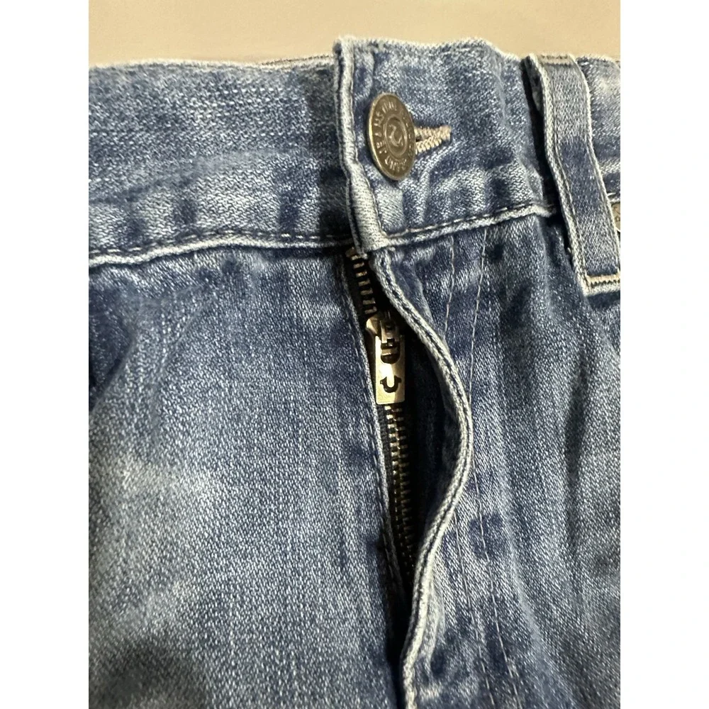 True Religion Mens Blue Jeans Size 38 x 32 Thick Stitch Flap Pockets